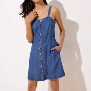 LOFT Sleeveless Button-Down Denim Dress - 4P